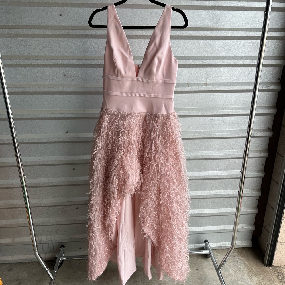 BCBGMaxAzria Pink High Low V-neck Evening Gown